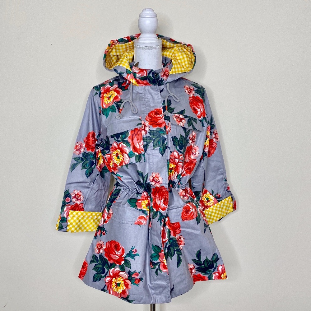 Matilda Jane Tut Tut Grey Coral Floral Rain Coat